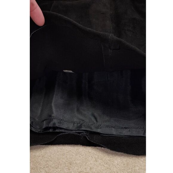 NWT Vintage Comint Black Suede Leather Skirt Size 9/10 - Picture 9 of 12